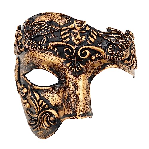 OIDEA Herren Punk Halbmaske Venezianische Maske: Braun Kupfer Herren Kostüm Maskerade mit Gummiband Steampunk Leicht angenehm für Kostümparty Phantom der Oper Maskenball Mottoparty Karneval von OIDEA