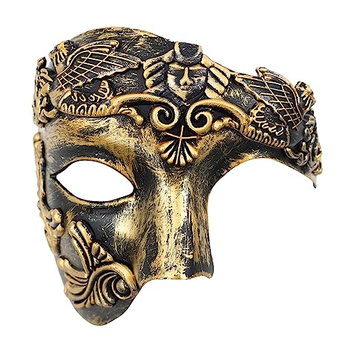 OIDEA Punk Halbmaske Venezianische Maske: Gold Herren Kostüm Maskerade mit Gummiband Steampunk Leicht angenehm für Kostümparty Phantom der Oper Maskenball Mottoparty Karneval von OIDEA