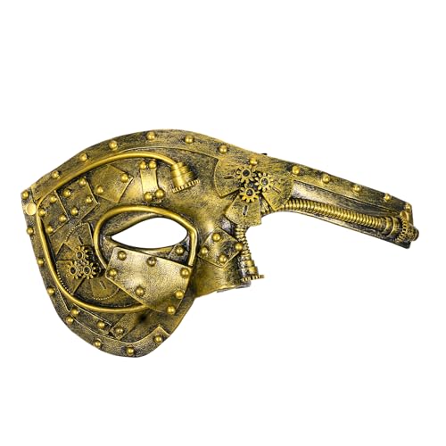 OIDEA Venezianische Masken für Herren: Halbgesichtsmasken aus Metall, Steampunk für Herren, Party, Halloween, Karneval, Rollenspiel, Gold, für Cosplay-Kostüme von OIDEA