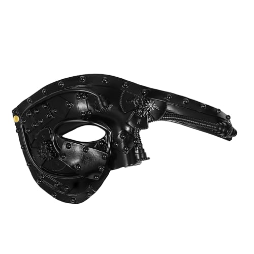 OIDEA Venezianische Masken für Herren: Halbgesichtsmasken aus Metall, Steampunk für Herren, Party, Halloween, Karneval, Rollenspiel, Schwarz von OIDEA