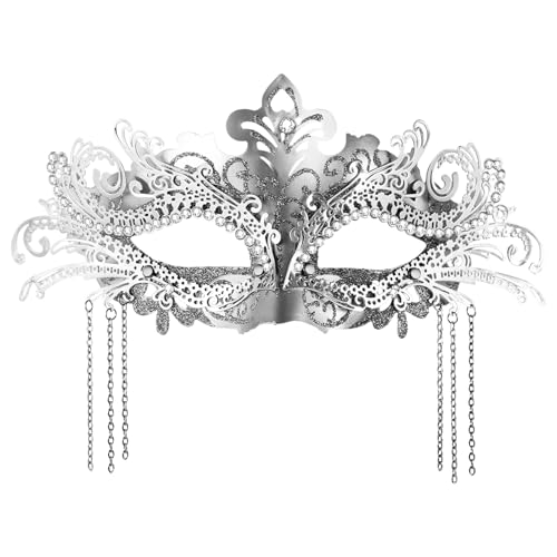 Oidea 【Maskerade Maske für Frauen】Elegante Strass Phönix Metall Venezianische Masken mit Quaste Halloween Karneval Abschlussball Cosplay Kostüm Party Maske Silber Oidea 【Maskerade Maske für Frauen】Elegante Strass Phönix Metall Venezianische Masken mit Quaste Halloween Karneval Abschlussball Cosplay Kostüm Party Maske Silber von OIDEA