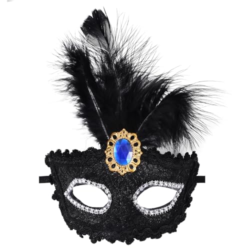 Oidea 【Maskerade Maske für Frauen】Schwarz After Dark Federmaske Halbgesichtsmaske Halloween Karneval Venezianische Kostüm Party Maske Cosplay Supplies von OIDEA