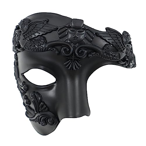 Oidea Maskerade Maske für Herren: Retro Phantom der Oper Maske Vintage römische Krieger Maske Einäugige Halbgesichtsmaske Prom Kostüm Karneval Venezianische Maske Schwarz von OIDEA