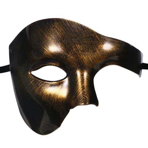 Oidea Maskerade Maske für Herren: Vintage Gold Phantom der Oper Maske Kunststoff Party Abschlussball Karneval Venezianische Halbgesichtsmaske Halloween Kostüm Zubehör von OIDEA