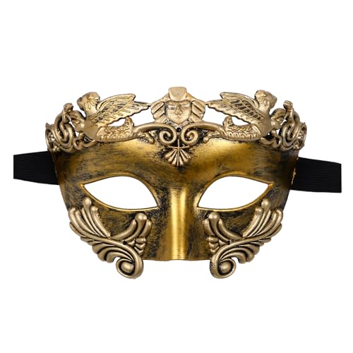 Oidea Maskerade Maske für Herren: Vintage antike griechische römische Kriegermaske venezianische Karnevalsmaske Halloween Abschlussball Karneval Party Maske Antik Gold von OIDEA