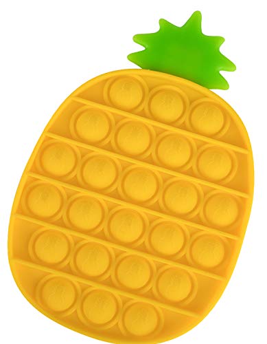 OKCS Fidget Toy Pop It - Push It - geprüft & kinderfreundlich - für Kinder & Erwachsene - zur Ablenkung bei Stress & Nervosität Push Bubble - Ananas Gelb von OKCS