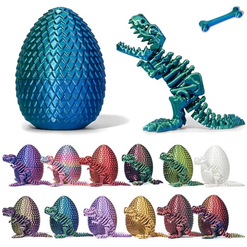 OKESYO 3D Gedrucktes Drachenei mit Drache und Knochen Ostern Überraschungs Drachenei Fidget Toys Geheimnisvolle Drachen Spielzeug Realistische Drachen Figuren für Heim Büro Schreibtisch von OKESYO