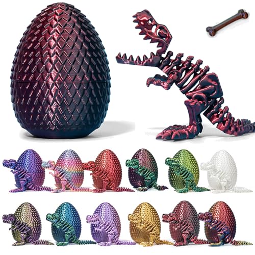 OKESYO 3D Gedrucktes Drachenei mit Drache und Knochen Ostern Überraschungs Drachenei Fidget Toys Geheimnisvolle Drachen Spielzeug Realistische Drachen Figuren für Heim Büro Schreibtisch von OKESYO