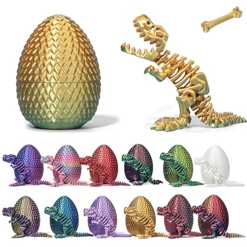 OKESYO 3D Gedrucktes Drachenei mit Drache und Knochen Ostern Überraschungs Drachenei Fidget Toys Geheimnisvolle Drachen Spielzeug Realistische Drachen Figuren für Heim Büro Schreibtisch von OKESYO