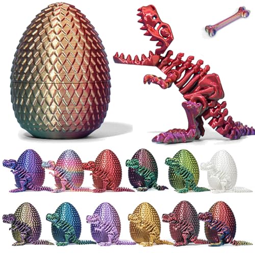 OKESYO 3D Gedrucktes Drachenei mit Drache und Knochen Ostern Überraschungs Drachenei Fidget Toys Geheimnisvolle Drachen Spielzeug Realistische Drachen Figuren für Heim Büro Schreibtisch von OKESYO