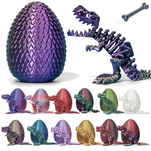 OKESYO 3D Gedrucktes Drachenei mit Drache und Knochen Ostern Überraschungs Drachenei Fidget Toys Geheimnisvolle Drachen Spielzeug Realistische Drachen Figuren für Heim Büro Schreibtisch von OKESYO