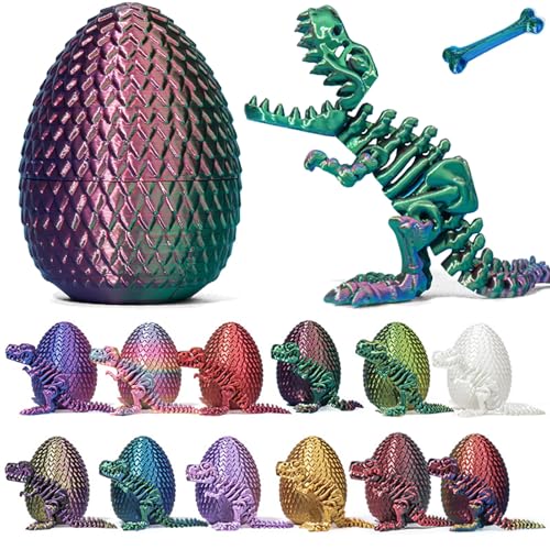 OKESYO 3D Gedrucktes Drachenei mit Drache und Knochen Ostern Überraschungs Drachenei Fidget Toys Geheimnisvolle Drachen Spielzeug Realistische Drachen Figuren für Heim Büro Schreibtisch von OKESYO