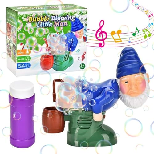 OKESYO Santa Claus Bubble Fart Blower mit Lichtern und Musik Christmas Santa Claus Bubble Blower Santa Bubble Blowing Machine Weihnachtsmann Seifenblasenmaschine für Weihnachten Geschenke (Blau) von OKESYO