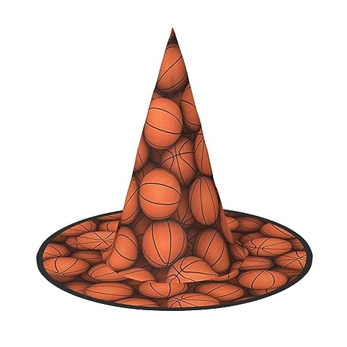 Basketball Orange Halloween Hexen Hüte Frauen Kostüm Zubehör Cosplay Party Erwachsene breite Krempe Spitzhut 3 Stück von OKFSTY