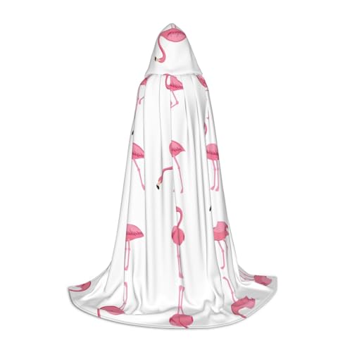 Kapuzenumhang mit Flamingos auf weißem Druck, für Teenager, Halloween-Kapuzenumhang für Jugendliche, geeignet für Themenpartys, Comic-Con Kapuzenumhang mit Flamingos auf weißem Druck, für Teenager, Halloween-Kapuzenumhang für Jugendliche, geeignet für Themenpartys, Comic-Con von OKFSTY