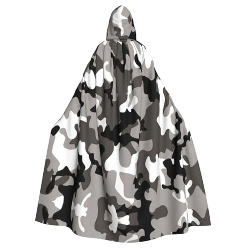 OKFSTY Ack Kapuzenumhang für Erwachsene, volle Länge, für Halloween, Weihnachten, Kostüm, Party, Umhang, Grau/Weiß, Camouflage, Unisex von OKFSTY