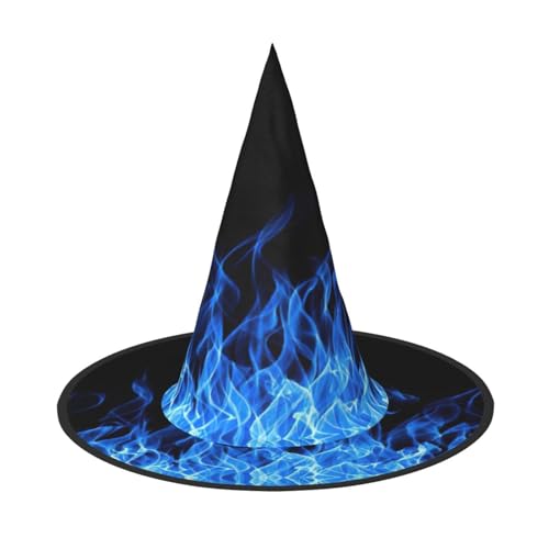 OKFSTY Blaue Flamme, Halloween-Hexenhut, Frauenkostüm, Zubehör, Cosplay, Party, Erwachsene, breite Krempe, spitzer Hut, 3 Stück von OKFSTY