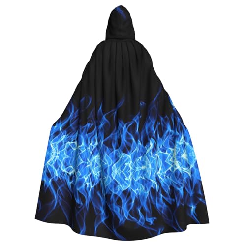 OKFSTY Blue Flame Unisex-Umhang mit Kapuze, volle Länge, Halloween, Weihnachten, Kostüm, Party, Umhang von OKFSTY