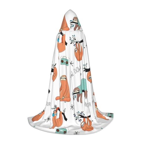 OKFSTY Brauner Faultier-Druck, Kapuzenumhang für Teenager, Halloween-Kapuzenumhang für Jugendliche, geeignet für Themenpartys, Comic-Con OKFSTY Brauner Faultier-Druck, Kapuzenumhang für Teenager, Halloween-Kapuzenumhang für Jugendliche, geeignet für Themenpartys, Comic-Con von OKFSTY