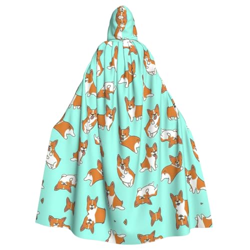 OKFSTY Corgi süßer Hunde-Umhang mit Kapuze, Unisex, Erwachsene, volle Länge, Halloween, Weihnachten, Kostüm, Party-Umhang von OKFSTY