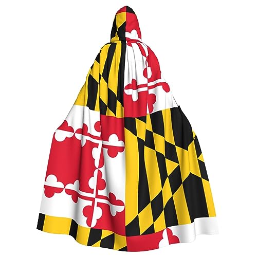 OKFSTY Flag Of Maryland Unisex-Erwachsenen-Umhang mit Kapuze, volle Länge, Halloween, Weihnachten, Kostüm, Party-Umhang von OKFSTY