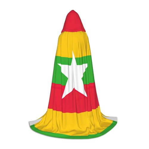 OKFSTY Flagge von Myanmar Uni Halloween Kapuzenumhang Cosplay Kostüm Weihnachten für Halloween Karneval Cosplay Party von OKFSTY