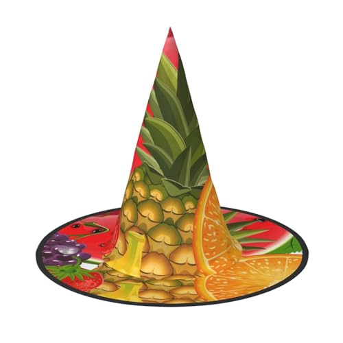 OKFSTY Fresh Fruits Ananas Halloween Hexenhüte Frauen Kostüm Zubehör Cosplay Party Erwachsene breite Krempe Spitzhut 3 Stück von OKFSTY