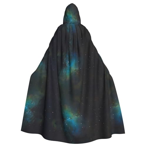 OKFSTY Galaxy Green Unisex-Umhang mit Kapuze, volle Länge, Halloween, Weihnachten, Kostüm, Party, Umhang von OKFSTY