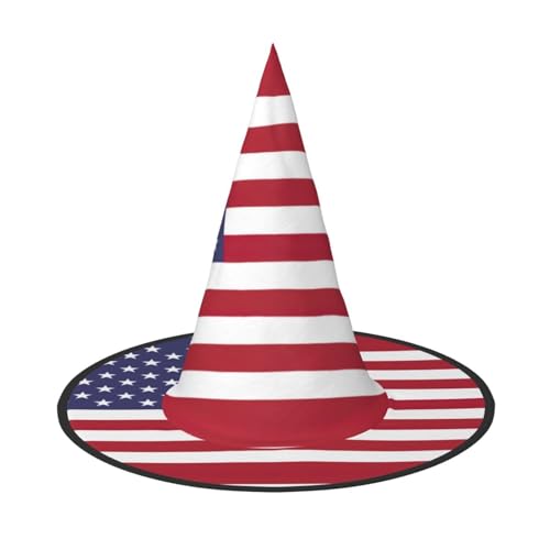 OKFSTY Halloween-Hexenhüte mit amerikanischer Flagge, für Damen, Kostüm, Zubehör, Cosplay, Party, Erwachsene, breite Krempe, spitzer Hut, 3 Stück von OKFSTY