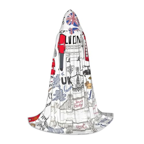 OKFSTY Kapuzenumhang mit Aufdruck "I Love London", für Teenager, Halloween-Kapuzenumhang für Jugendliche, geeignet für Themenpartys, Comic-Con OKFSTY Kapuzenumhang mit Aufdruck "I Love London", für Teenager, Halloween-Kapuzenumhang für Jugendliche, geeignet für Themenpartys, Comic-Con von OKFSTY