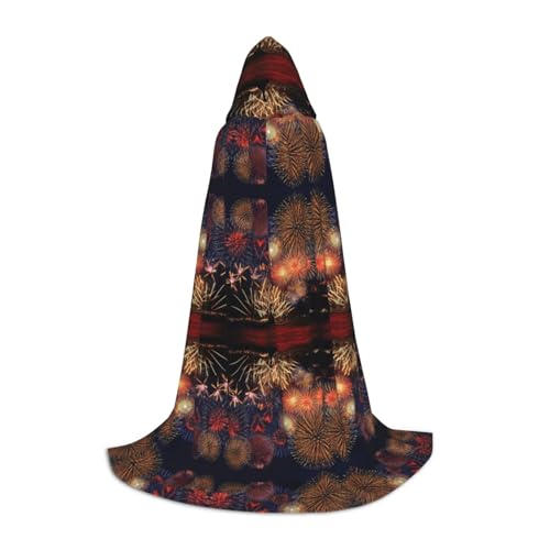 OKFSTY Kapuzenumhang mit Feuerwerk-Aufdruck für Teenager, Halloween-Kapuzenumhang für Jugendliche, geeignet für Themenpartys, Comic-Con OKFSTY Kapuzenumhang mit Feuerwerk-Aufdruck für Teenager, Halloween-Kapuzenumhang für Jugendliche, geeignet für Themenpartys, Comic-Con von OKFSTY