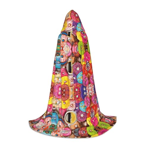 OKFSTY Kapuzenumhang mit Kaffee- und Donut-Aufdruck für Teenager, Halloween-Kapuzenumhang für Jugendliche, geeignet für Themenpartys, Comic-Con OKFSTY Kapuzenumhang mit Kaffee- und Donut-Aufdruck für Teenager, Halloween-Kapuzenumhang für Jugendliche, geeignet für Themenpartys, Comic-Con von OKFSTY