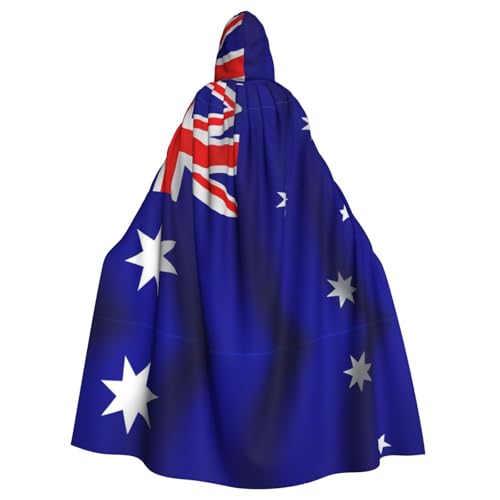 OKFSTY Kapuzenumhang mit australischer Flagge, Unisex, Erwachsene, volle Länge, Halloween, Weihnachten, Kostüm, Party, Umhang von OKFSTY