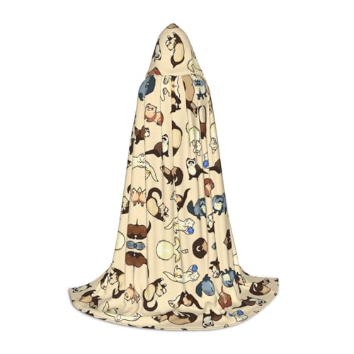 OKFSTY Kapuzenumhang mit haarigem Frettchen-Druck für Teenager, Halloween-Kapuzenumhang für Jugendliche, geeignet für Themenpartys, Comic-Con OKFSTY Kapuzenumhang mit haarigem Frettchen-Druck für Teenager, Halloween-Kapuzenumhang für Jugendliche, geeignet für Themenpartys, Comic-Con von OKFSTY