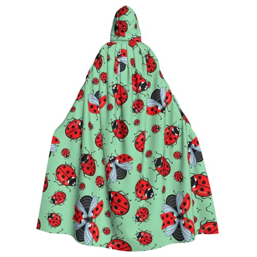 OKFSTY Roter Marienkäfer auf blauem Hintergrund, großer Halloween-Umhang mit Kapuze, 140 cm Länge, geeignet für Maskerade-Kostüme, Comic-Con OKFSTY Roter Marienkäfer auf blauem Hintergrund, großer Halloween-Umhang mit Kapuze, 140 cm Länge, geeignet für Maskerade-Kostüme, Comic-Con von OKFSTY