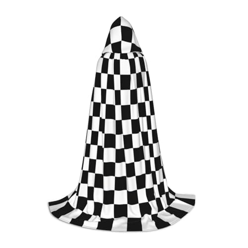 OKFSTY Schwarz-weiß karierter gestreifter Kapuzenumhang für Teenager, Halloween-Kapuzenumhang für Jugendliche, geeignet für Themenpartys, Comic-Con OKFSTY Schwarz-weiß karierter gestreifter Kapuzenumhang für Teenager, Halloween-Kapuzenumhang für Jugendliche, geeignet für Themenpartys, Comic-Con von OKFSTY
