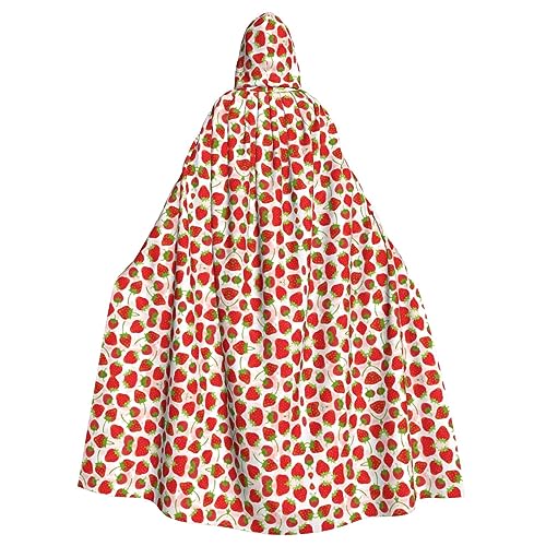 OKFSTY Strawberry Unisex-Erwachsenen-Umhang mit Kapuze, volle Länge, Halloween, Weihnachten, Kostüm, Party, Umhang von OKFSTY