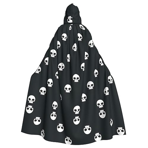 OKFSTY Totenkopf-Umhang mit Kapuze, Unisex, Erwachsene, volle Länge, Halloween, Weihnachten, Kostüm, Party, Umhang von OKFSTY