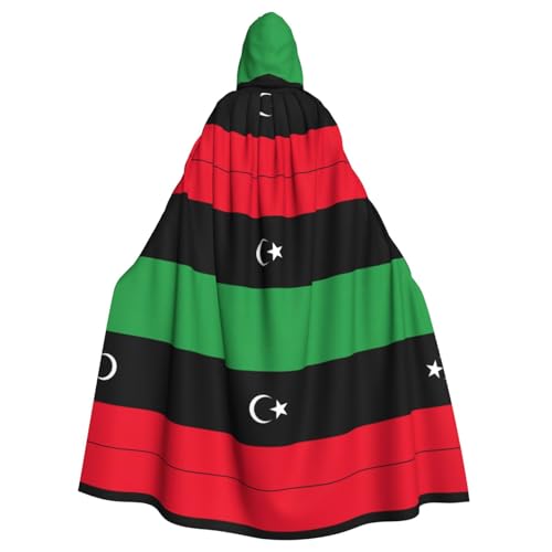 OKFSTY Umhang mit Kapuze in voller Länge, Motiv: libysche Flagge, Unisex, für Erwachsene, Halloween, Weihnachten, Kostüm, Party, Umhang von OKFSTY