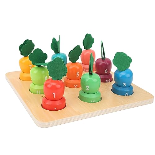 OKJHFD Lernspielzeug, Stapelspiele, Karotte-Sortierspielzeug, Carrort-Nummer, farblich passende Holz-Gemüse-Form, frühpädagogisches passendes Spielzeug für Kinder von OKJHFD