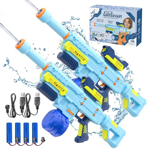 2 Stück Wasserpistole Elektrisch für Kinder Erwachsene - Automatische Wasserpistole 650CC Große Kapazität, 32 FT Großer Reichweite Wasserpistole, Spielzeug für Sommer Freibad Beach Water Fighting von OKKIDY