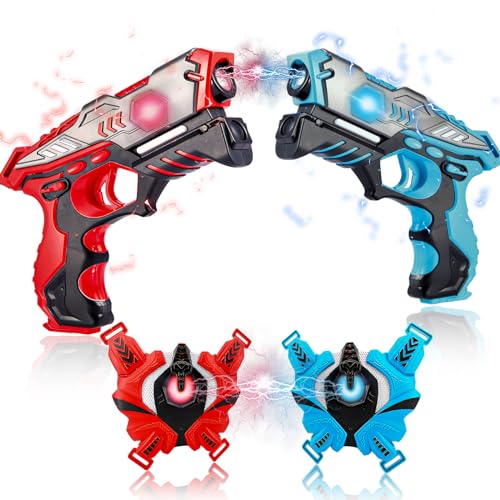 OKKIDY Infrarot Lasertag Set 2 Active Infrarot - Pistole mit Westen 2 Spieler LaserTag-Blaster ür Kinder und Erwachsene Kinder-Spielzeug Innenraum im Freien Garten Aktivität-2 Pcs von OKKIDY