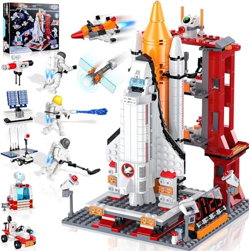 OKKIDY Space Shuttle Spielzeug, Erforschen Sie das Universum Modell mit Rakete und Launcher Building Block - 855 Stück STEM Building Blocks Kit für Kinder & Erwachsene Space Fans von OKKIDY