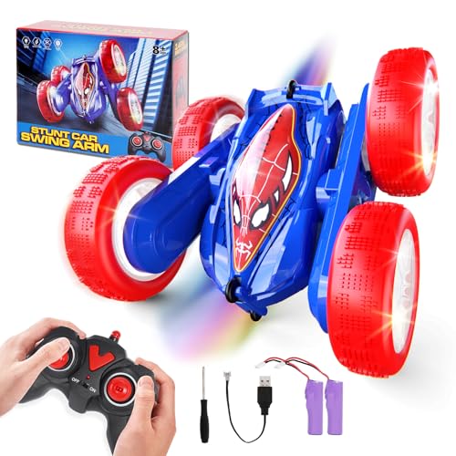 OKKIDY Spider Car Toy mit LED Licht, 2.4Ghz Doppelseitig 360° Drehbare RC Stunt Crawler ab 6+ Jahre, RC Auto Spielzeug für Kinder, Junge & Mädchen Man - Geburtstags Weihnachten Geschenke von OKKIDY