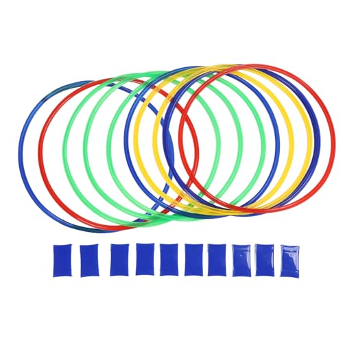 10-teilige sensorische Trainingsreifen, Kinder-Übungsreifen, springende Hopse-Spielringe, Geschwindigkeits- und Beweglichkeitstrainingsringe, Kunststoff-Kreis-Sprungreifen für (46 x 30 cm) von OKOVO