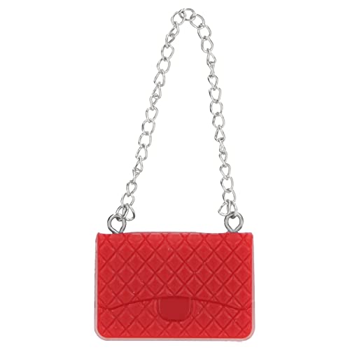 Miniatur-Puppenhandtasche, helle Farbe, feine Verarbeitung, zarte Miniatur-Puppenhaus-Tasche, Requisiten, Puppentasche für 1:12 Puppenhaus (Rot) von OKOVO