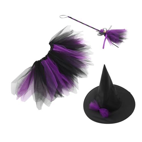 OKUMEYR 1 Satz Hexen Verkleiden Sich Halloween-kostüme Für Kinder Halloween- Cosplay-rock Halloween-kleid Hexenkostüm Für Halloween Halloween-bühnenaufführung Gittergewebe Violett von OKUMEYR