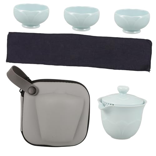 OKUMEYR 1 Satz Reise-Tee-Set Teeservice Aus Keramik Geschirrset Aus Keramik Teetasse Aus Keramik Teetassen Aus Keramik Set Zum Aufbrühen Von Chinesischem Tee Porzellan Sky-Blue von OKUMEYR