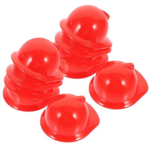 OKUMEYR 10st Mini-bauhut Kreativer Minihelm Mini-hüte Kleiner Kleiderhut Puppe Neuartiger Feuerwehrhelm Mini-schutzhelm Kleine Hühnerhelme Miniaturarbeiter Haustier Hut Dekor Rot Plastik von OKUMEYR