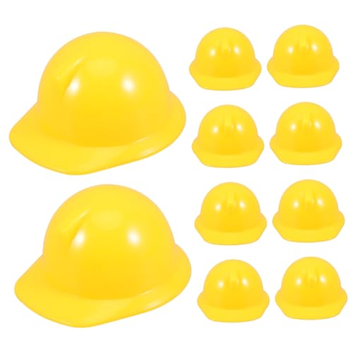 OKUMEYR 10st Mini-bauhut Weinflaschenhut Baumütze Für Kinder Arbeiterhutpuppe Puppenhelm Cake Topper Helm Haustier Puppe Machen Hut Vogelhut Kreativer Minihelm Hüte DIY-Helm Plastik Yellow von OKUMEYR